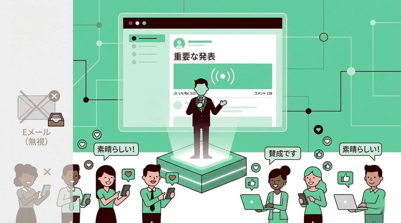 経営者の声を社員に届けるなら全社メールよりも「タイムライン」が効果的な理由