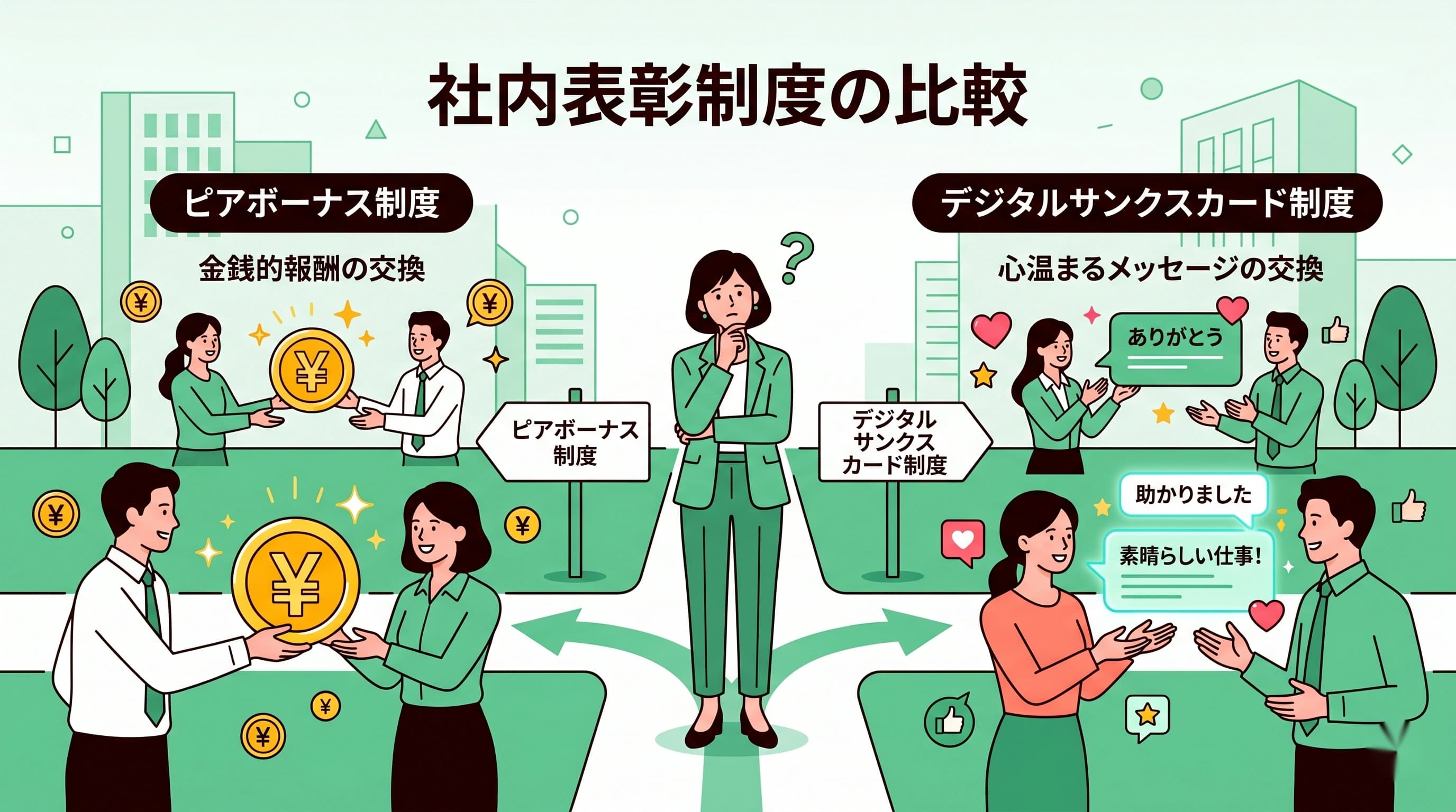 ピアボーナスとサンクスカードの違いとは？自社に合うのはどっち？